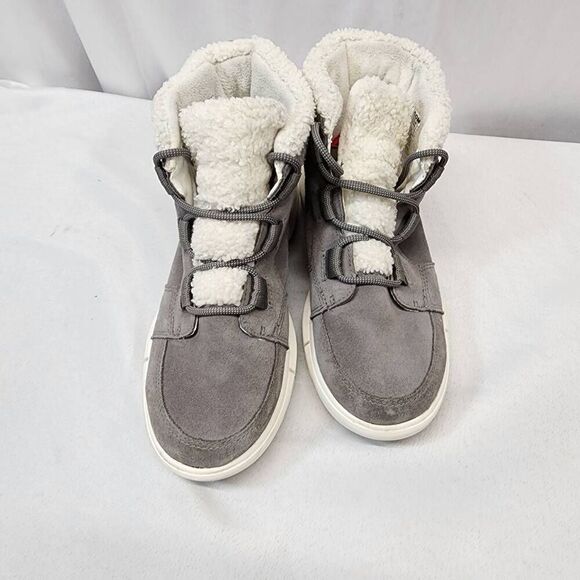 Sorel Explorer Next Faux Shearling Waterproof Bootie Women's 7 Grey Suede - Picture 5 of 7